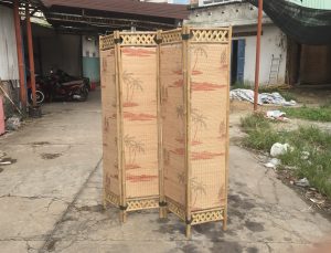 Bình phong tre cho spa tranh phong cảnh
