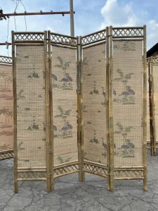 Bình phong tre cho spa tranh phong cảnh